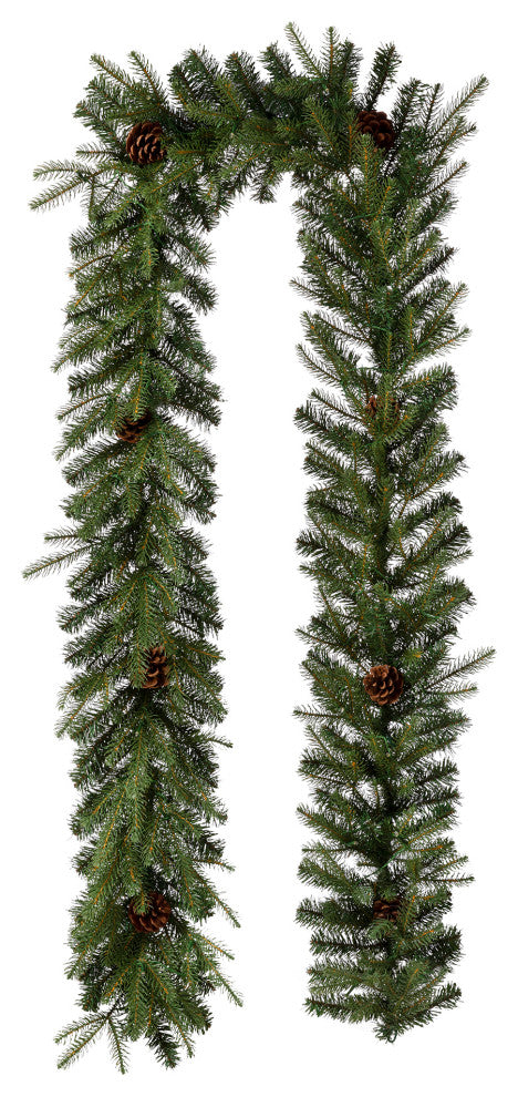 9'L Pre-Lit Greenery Pine Cone Christmas Garland With Warm White LED L