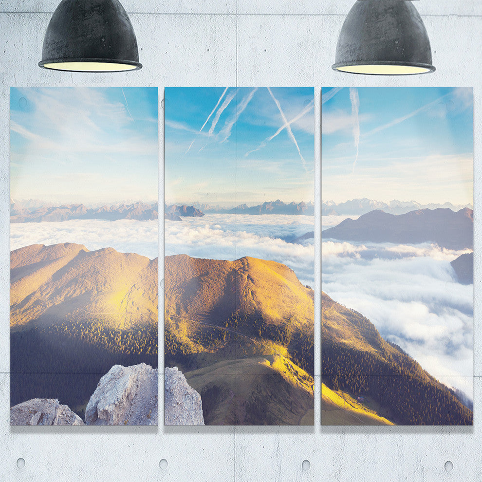 "Fantastic View of Val Gardena Valley" Metal Wall Art, 3 Panels, 36"x28"