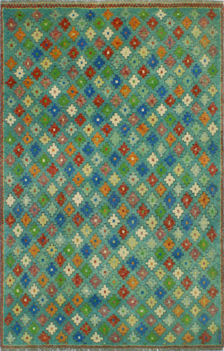 Balochi Adeben Light Green/Ivory Rug, 4'10x7'11