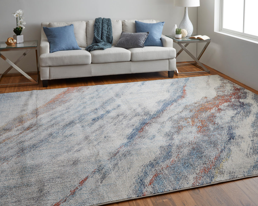 Weave & Wander Adelmo Abstract Contemporary Rug, Ivory/Multi, 9'x12'