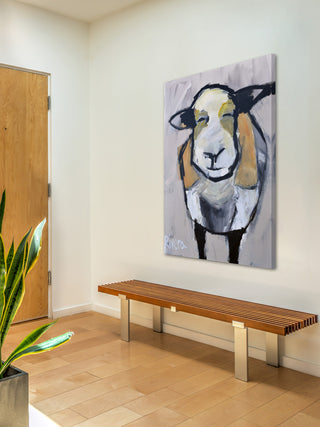 "Grinning Sheep" Painting Print on Wrapped Canvas, 30"x45"