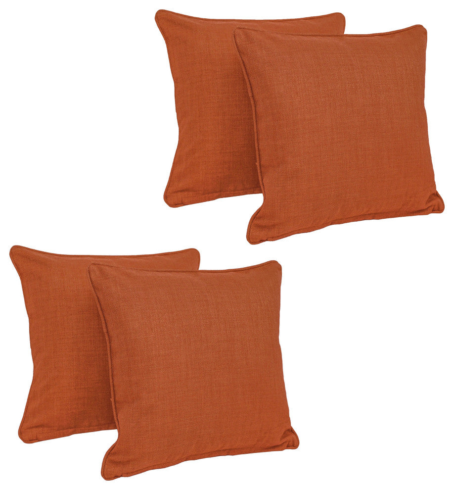 18" Double-Corded Solid Outdoor Square Throw Pillows, Set of 4, Cinnamon