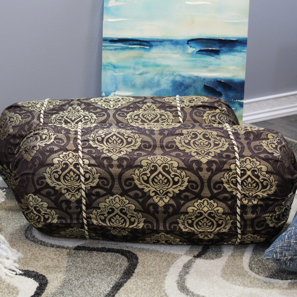 Natural Geo Dark Brown Gao Takiya Bolster Pillow, Set of 2