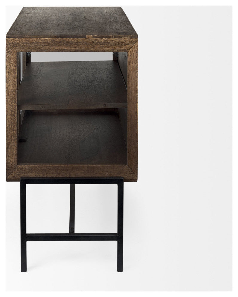 Rustic Dark Brown Two Door Shadowbox Cabinet