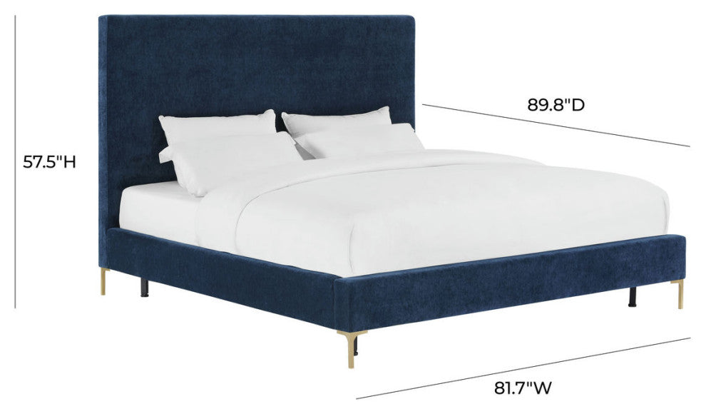 TOV Furniture Delilah Navy Textured Velvet Bed in King