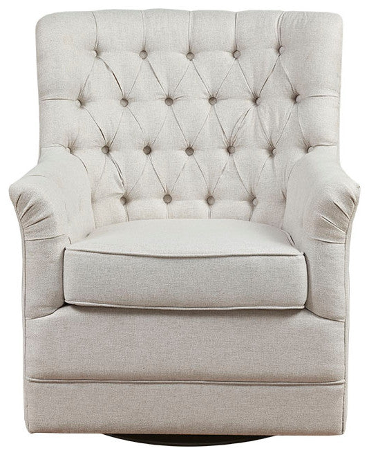 Madison Park Mathis Tufted Swivel Lounge Chair, Ivory