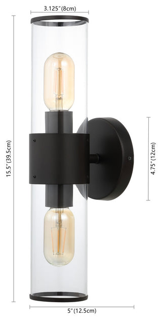 Quinn 15.5" 2-Light Modern Iron/Acrylic LED Sconce, Oil Rubbed Bronze/Clear