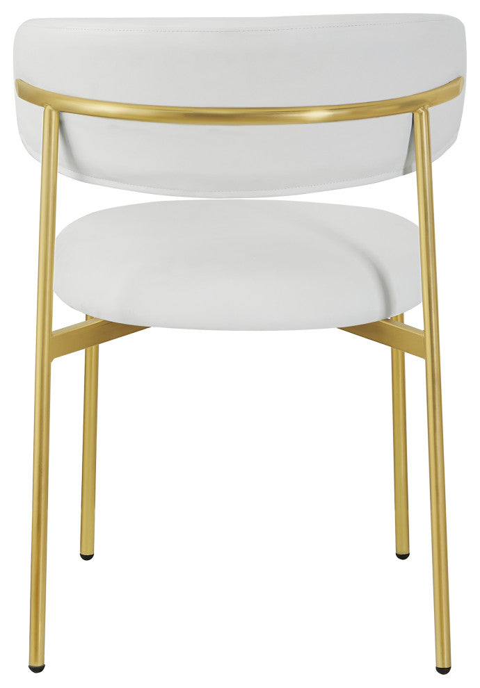 Lupita Vegan Leather Dining Chair, Set of 2, White, Brushed Gold Finish