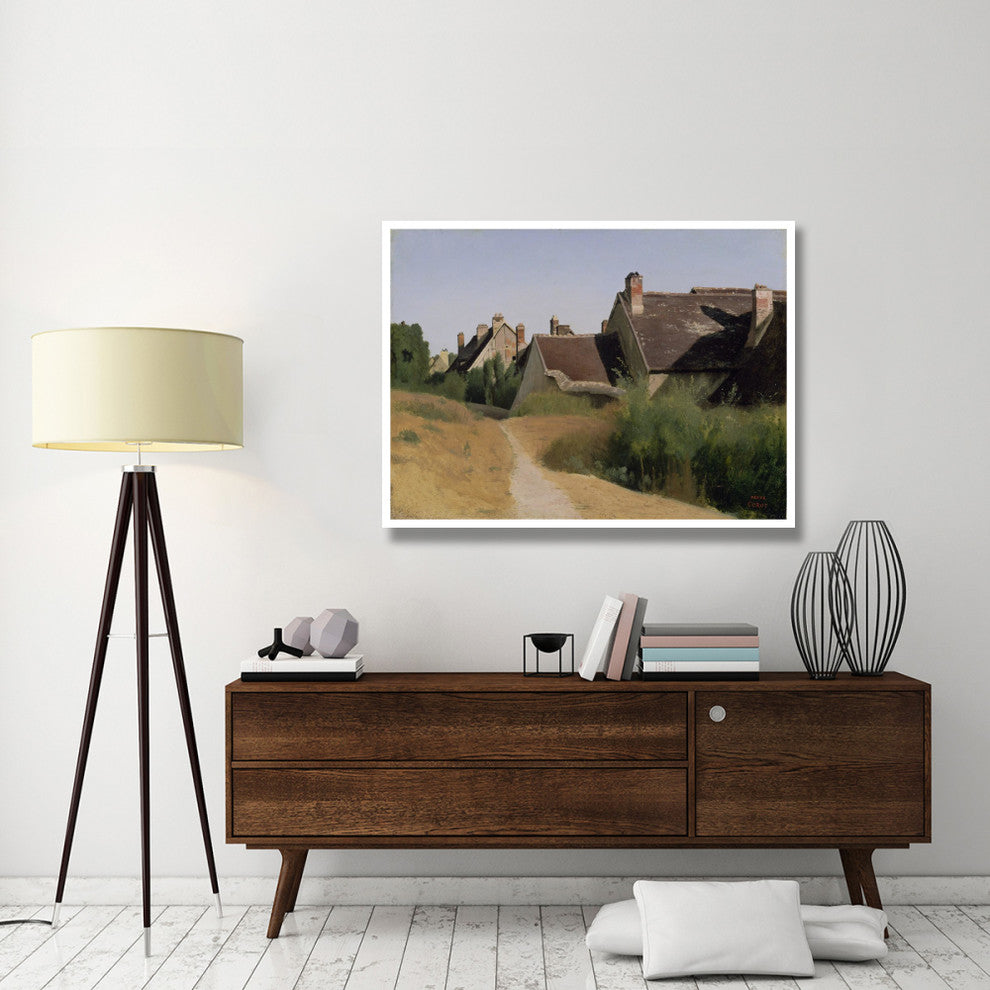 "Houses near Orleans" Paper Print by Jean-Baptiste-Camille Corot, 50"x38"