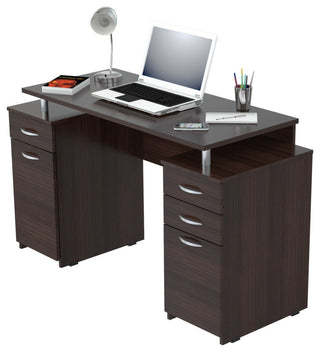HomeRoots Espresso Finish Wood Computer Desk with Four Drawers