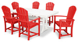 POLYWOOD 7 Piece  Palm Coast Dining Set, Sunset Red / White