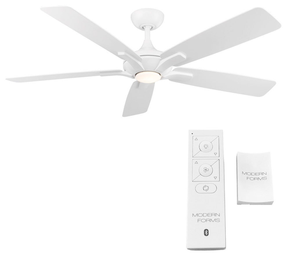 Mykonos 60" Indoor/Outdoor Smart Ceiling Fan, Matte White, 3000K Light