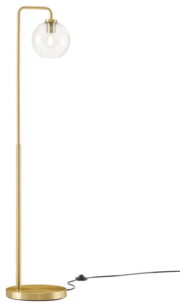 Silo Glass Globe Glass and Metal Floor Lamp, Satin Brass