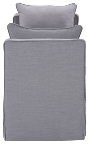 53" Light Gray And Black Upholstered Linen Bench