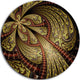 Symmetrical Brown Red Fractal Flower, Floral Round Metal Wall Art, 36"