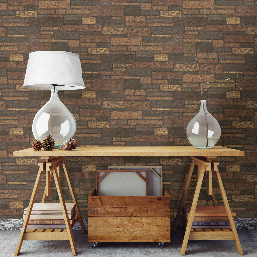 Clayton Charcoal Stone Texture Wallpaper, Bolt