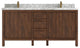 Elizabeth 72 Double Sink Bath Vanity in Dark Walnut Teak 2" Carrara Marble