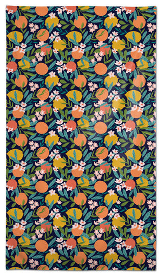 Citrus Fruit Navy 58 x 102 Outdoor Tablecloth