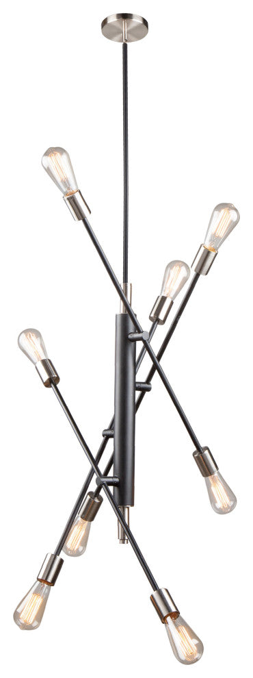 Truro 8 Light Pendant, Brushed Nickel/Black