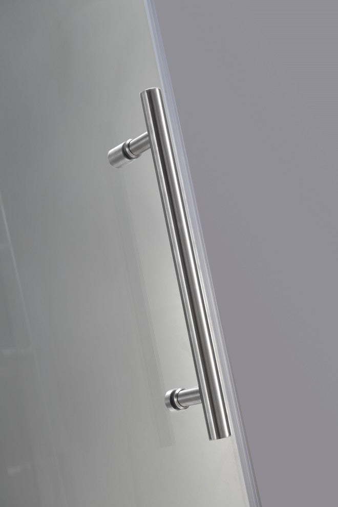 ZenArch 56-60"x75" Frameless Bowfront Sliding Shower Door, Stainless, Right Open