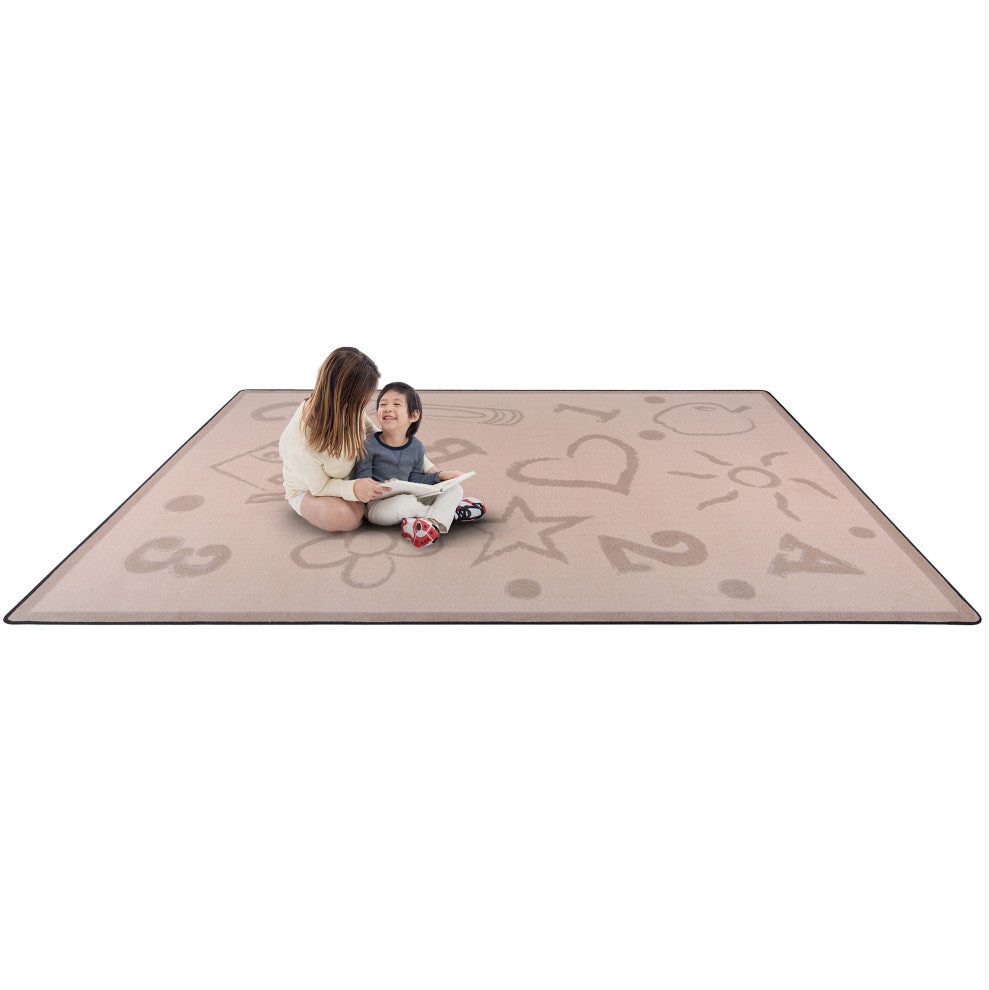 Playful Patterns Rug, Kid's Art, Beige, 5'4"x7'8"