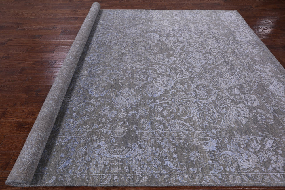 Hand Knotted Persian Wool and Silk Rug 8' 2" X 10' 3" Q6209