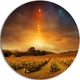 Yellow Autumn Vineyard Sunset, Landscape Disc Metal Artwork, 23"