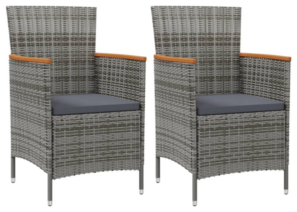 Vidaxl Patio Dining Chairs 2-Piece Poly Rattan Gray