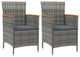 Vidaxl Patio Dining Chairs 2-Piece Poly Rattan Gray