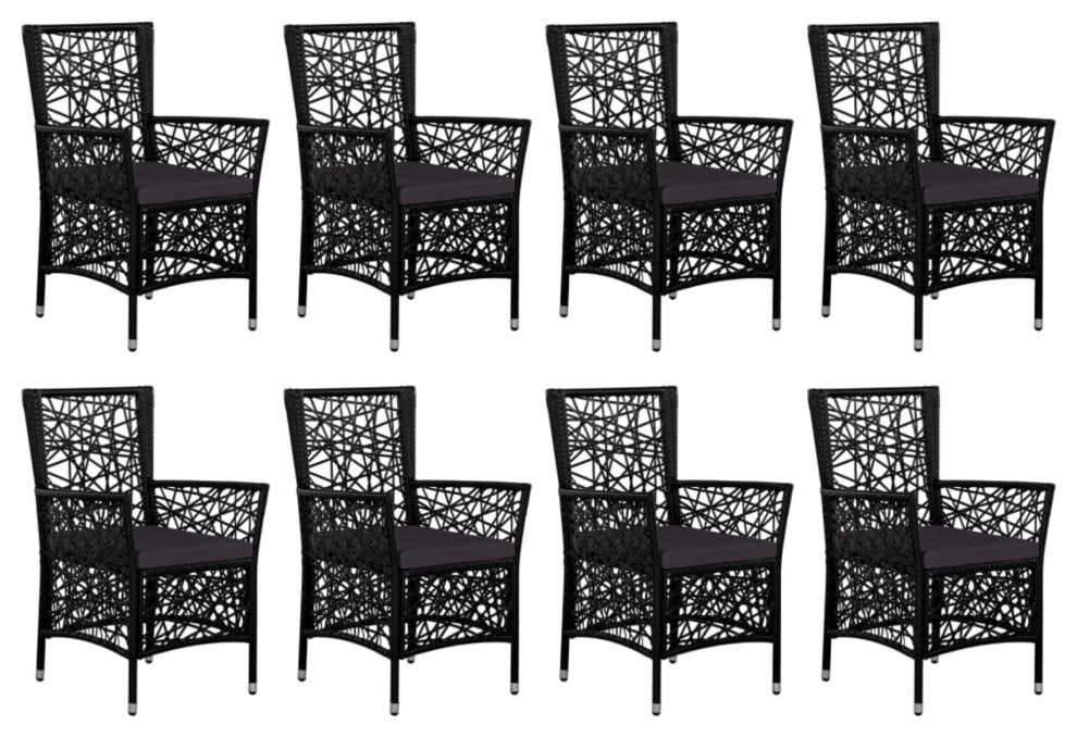 Vidaxl 9 Piece Outdoor Dining Set Poly Rattan Black
