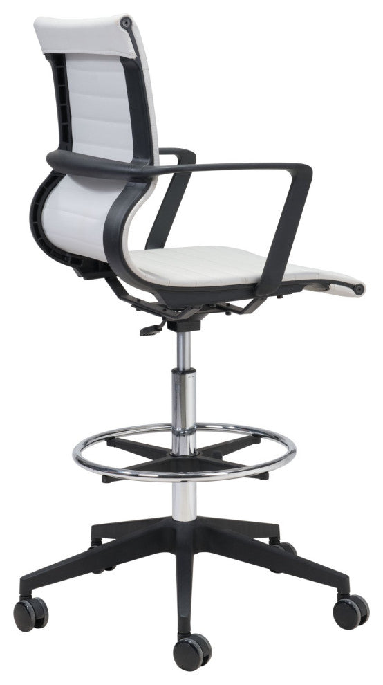 Computer Work Chair, Fabric, Steel, White, Black, Chrome, Home Business Office