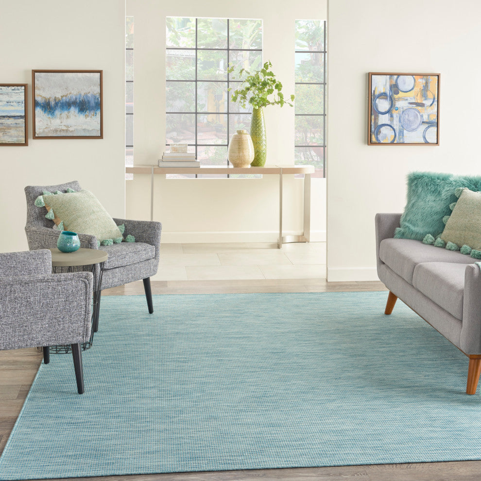 Nourison Positano Contemporary Area Rug, Aqua, 10'x14'
