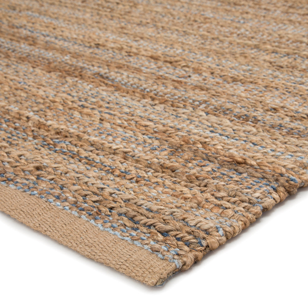 Jaipur Living Canterbury Natural Solid Beige/Blue Area Rug, 2'6"x9'