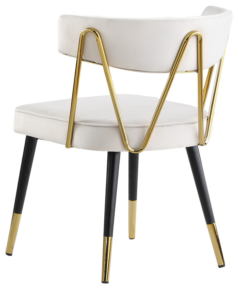 Antoine Glam Dining Chair With Gold Accents, Set of 2, Cream Velvet
