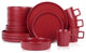 Stone Lain Cleo Stoneware 16 Piece Dinnerware Set, Red