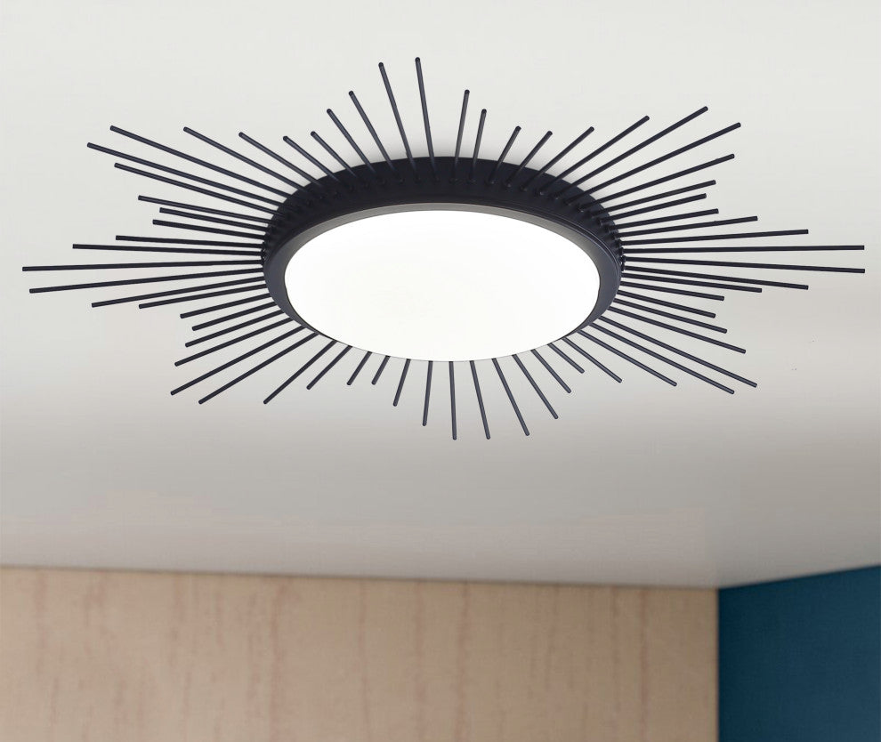 Modern 1-Light Geometric Circle Ceiling Light LED Flush Mount Light, Black