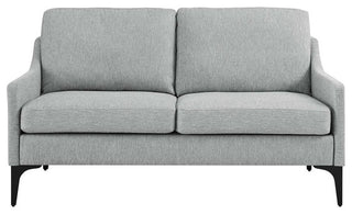 Modway Corland Upholstered Fabric and Metal Loveseat in Light Gray