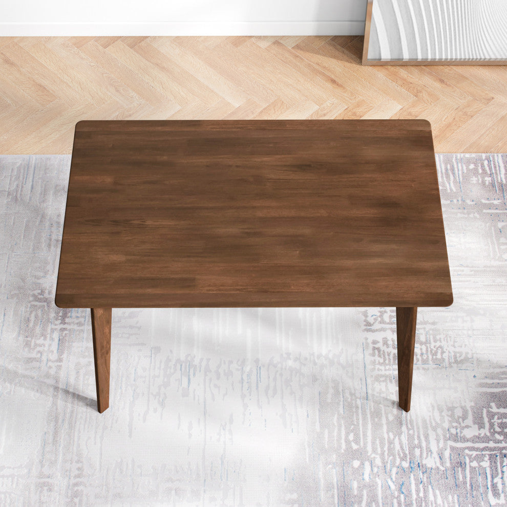 Abbott Mid-Century Modern Solid Wood Walnut Dining Table, W 29.5" X L 47" X H 29"