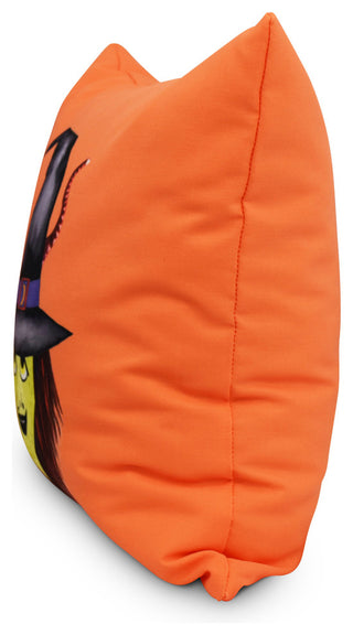 Witches Hat 20" Orange Halloween Print Decorative Throw Pillow