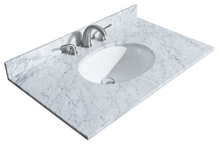Deborah 36" Single Vanity in White, Top, Oval Sink, Matte Black Trim