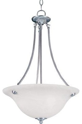 Malaga 3-Light Invert Bowl Pendant, Satin Nickel, Marble Glass