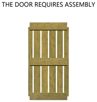 Stained Solid Pine Wood Sliding Barn Door, Jungle Green, 36"x84", Mid-Bar