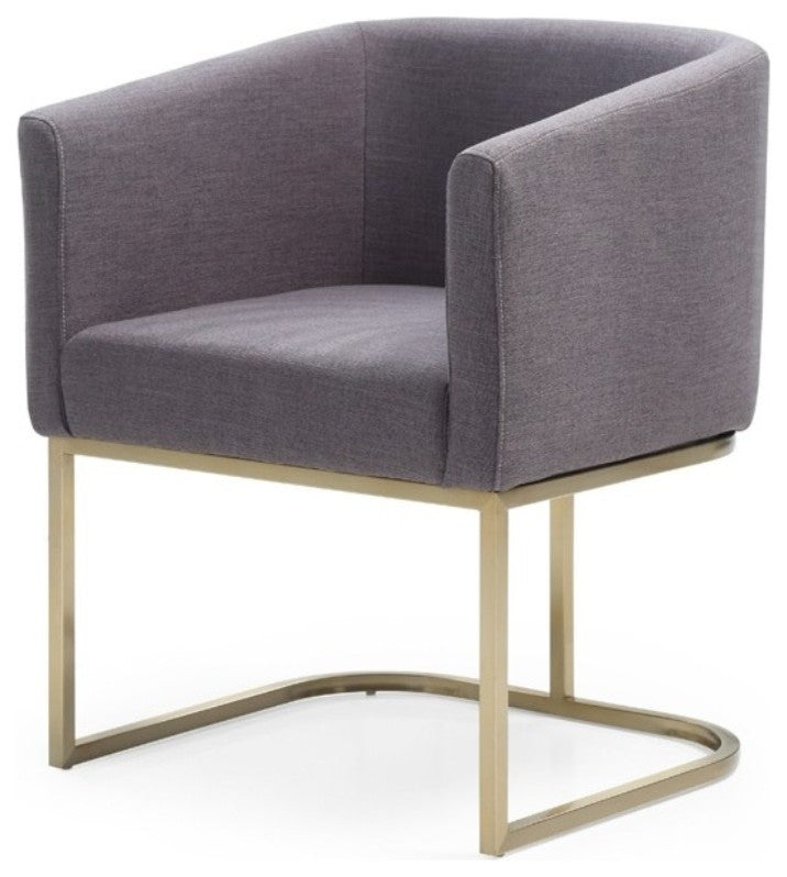 Modrest Yukon Modern Gray Fabric & Antique Brass Dining Chair