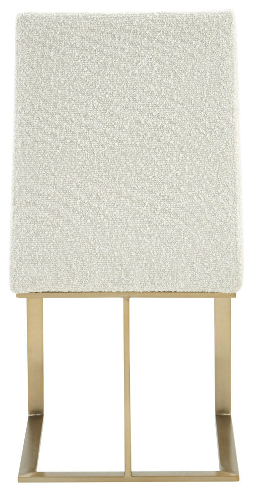 Frankie - Modern Off-White Fabric + Antique Brass Dining Chair