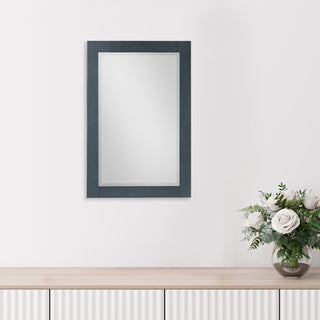 Maribella Rectangular Bathroom Wood Framed Wall Mirror, Classical Blue, 24"