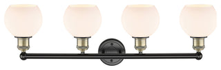 Athens 4-Light 33" Bath Vanity Light, Black Antique Brass, Matte White