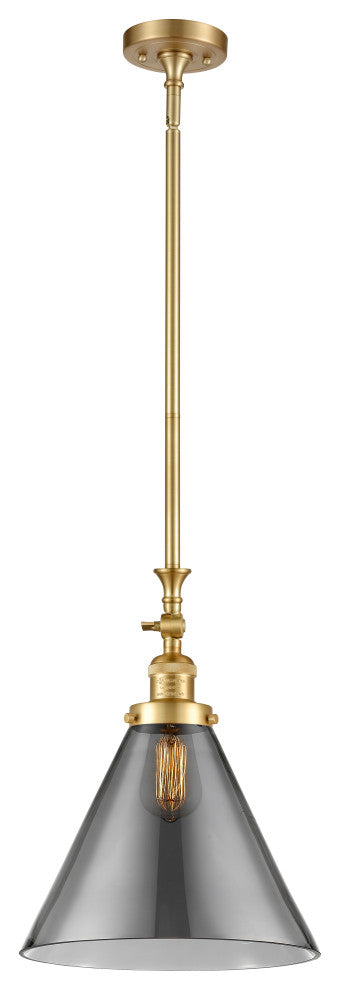 X-Large Cone 1 Light Mini Pendant, Satin Gold, Plated Smoke
