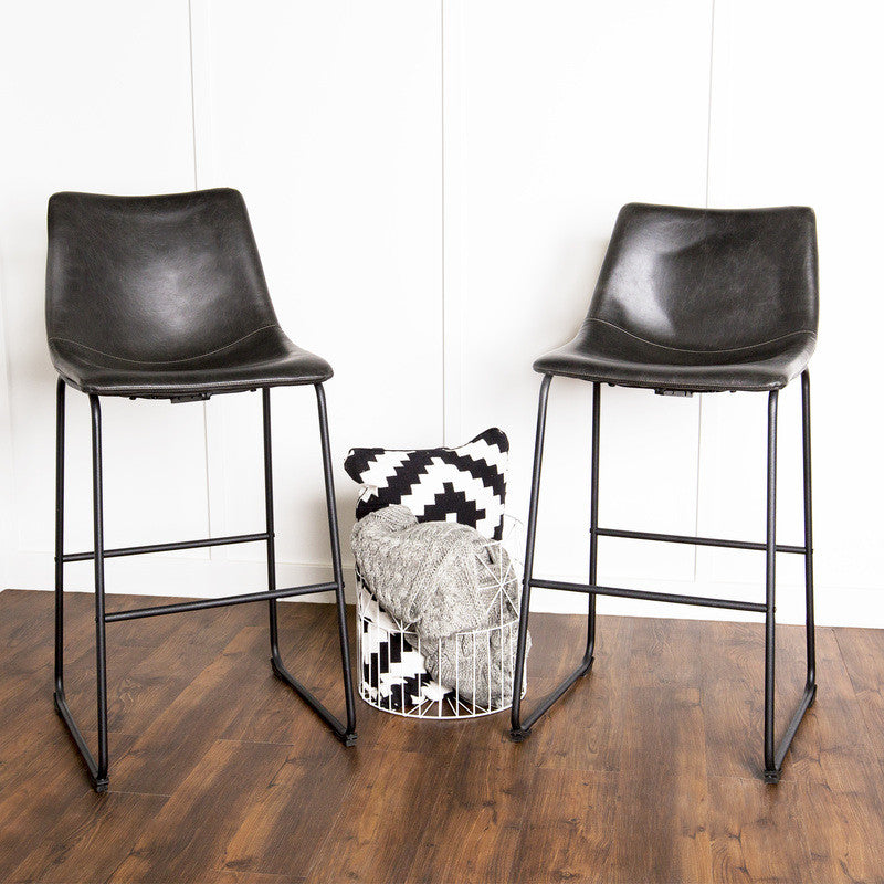 Antonio Bar Stools Black Faux Leather
