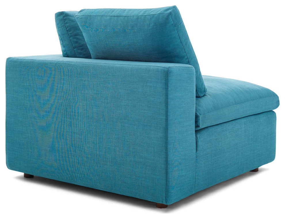 Modern Designer Lounge Club Lobby Sectional Sofa Set, Fabric, Aqua Blue