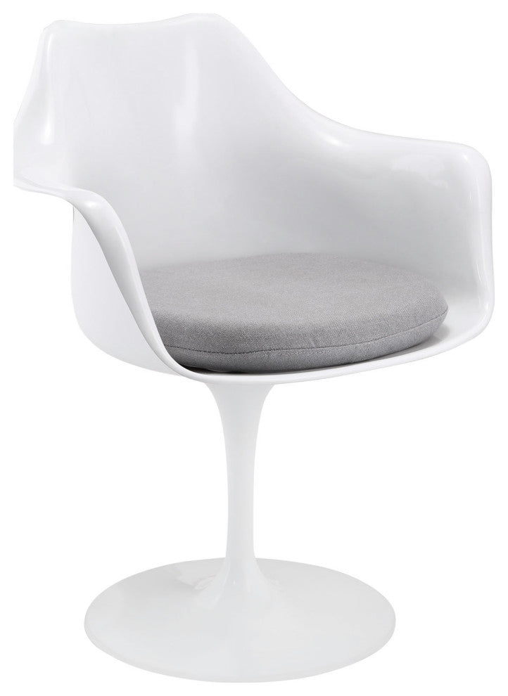 Modern Gray Tulip Dining Fabric Armchair